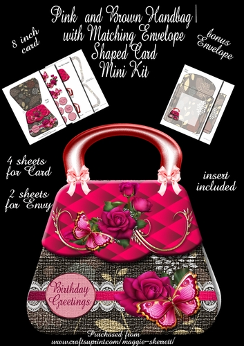Pink and Brown Handbag Shaped Card Mini Kit