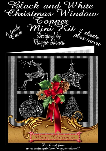Black and White Christmas Topper with Insert Mini Kit