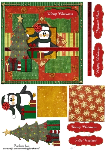 Penguin Christmas Quick Card front  6 card