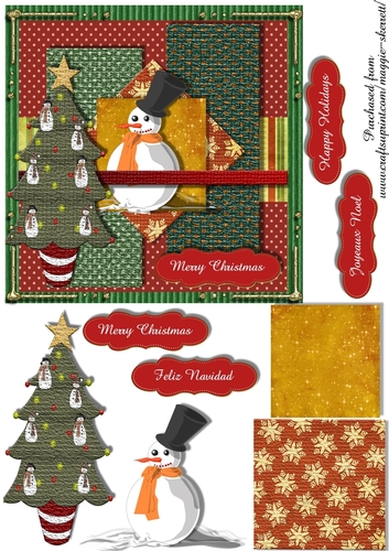 Snowman Christmas Quick Card front  6 card