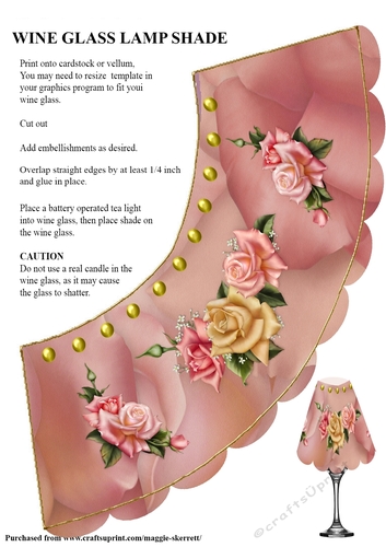 Pink Floral  Wine Glass Lampshade 