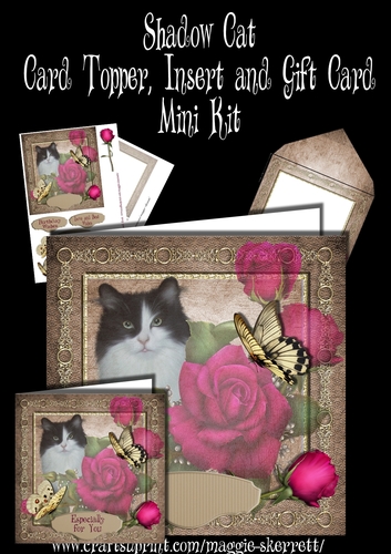Shadow Cat 6 inch Card Topper, Insert, Gift Card, and Envelope Mini Kit