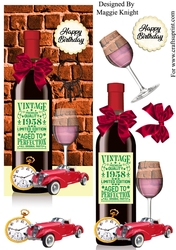 Male Red Wine Birthday Card 1958