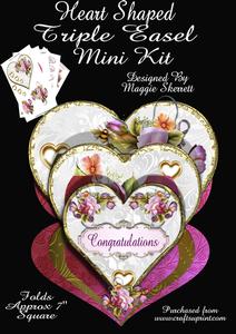 Triple Easel Heart Shaped Card