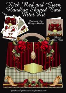 Rich Red and Green Handbag Shaped Card Plus Gift Card