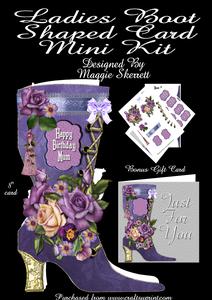 Purple Ladies Boot Shaped Card Mini Kit Plus Gift Card