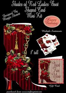 Shades of Red Vintage Ladies Boot Plus Gift Card