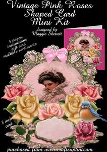 Vintage Pink Roses Shaped Card and Gift Card