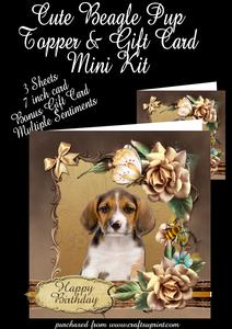 Cute Beagle Puppy Card Front and Gift Card