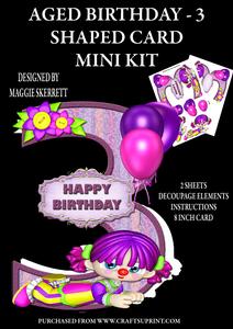 Age Birthday - Age 3 - Shaped Card