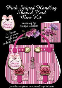 Pink Striped Handbag Plus Gift Card Mini Kit