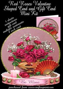 Red Roses Valentine - Birthday Shaped Card Plus Gift Card