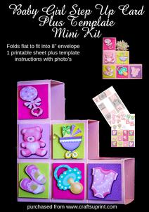 Baby Girl Step Up Card Plus Template Mini Kit