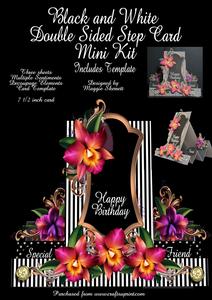Black and White Double Sided Step Card Plus Template