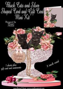 Black Cats and Silver Shaped Card Plus Gift Card