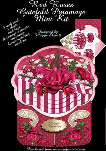 Red Roses Gatefold Pyramage Shaped Card Plus Bonus Envelope