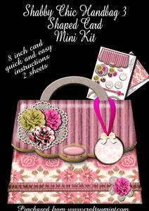Shabby Chic Handbag Shaped Card 3 Mini Kit