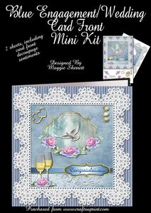 Blue Lace Engagement Card Front Mini Kit