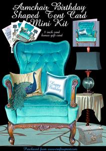 Blue Armchair Shaped Card Plus Gift Card