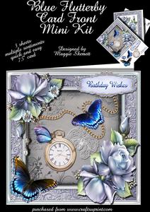 Blue Flutterbys Card Front Mini Kit