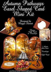 Autumn Pathways Shaped Easel Card Plus Envelope and Gift Car