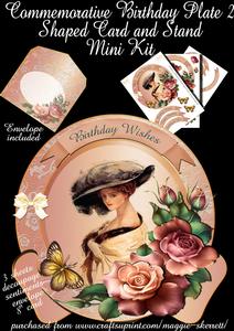 Commemorative Birthday Plate 2 Shaped Card Mini Kit and Envi