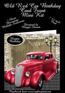 Old Red Car Birthday Card Front