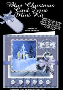 Blue Christmas Card Front Plus Bonus Gift Tags
