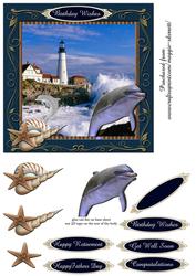 Lighthouse and Dolphin 3D Quick Card
