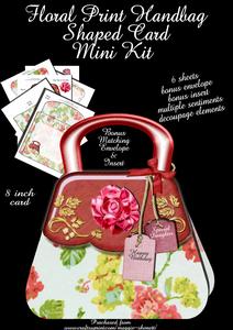 Floral Handbagshaped Card, Bonus Insert and Envelope