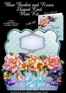 Blue Basket and Roses Shaped Card Mini Kit Plus Gift Card