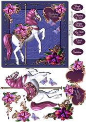 Pink Carousel Horse Quick 6" Card Topper