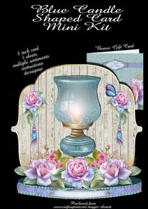Mothers Day - Birthday Blue Candle Shaped Card + Gift Card