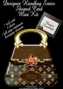 Designer Handbag Shaped Card (brown)