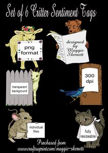 Set of 6 Critter Sentiment Tags