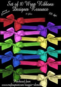 Set of 10 Wrap Bows in Bright Colours