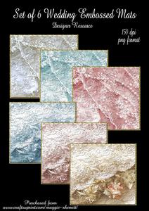 Set of 6 Wedding Themed Textured Mats #3
