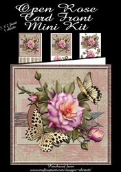Open Rose and Butterflies Card Front MIni Kit.
