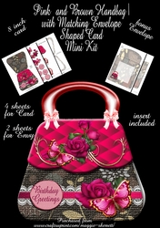 Pink and Brown Handbag Shaped Card Mini Kit