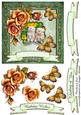 Kittens and Antique Roses 6 Inch Card Front