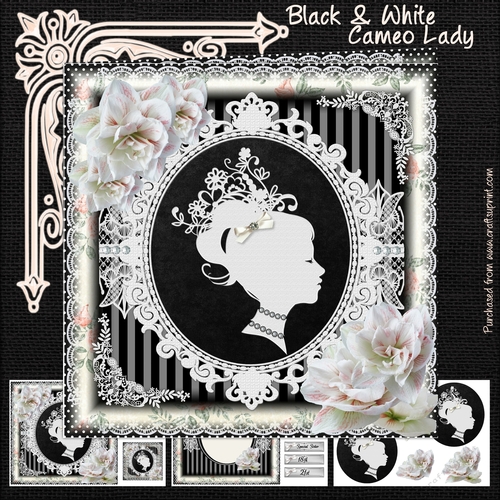 Black and White Cameo Lady