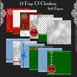 12 Days Of Christmas 8x8 Papers