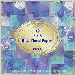 Blue Floral Papers PU/CU