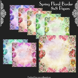 Spring Floral Border Papers 8x8
