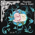 Flourishes (Blue & Green)