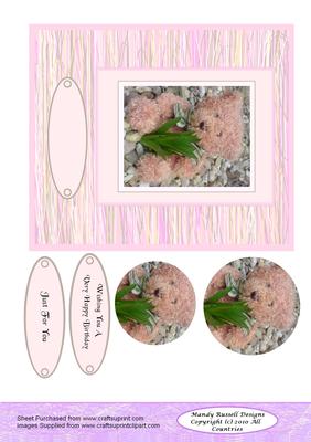 Teddy Bear Out and About Large Card Front Design Sheet