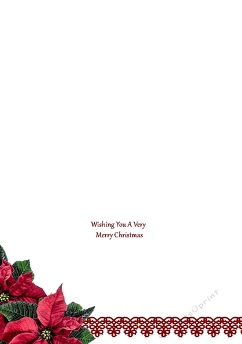 Christmas Insert for a  Landscape card with poinsettias and lace