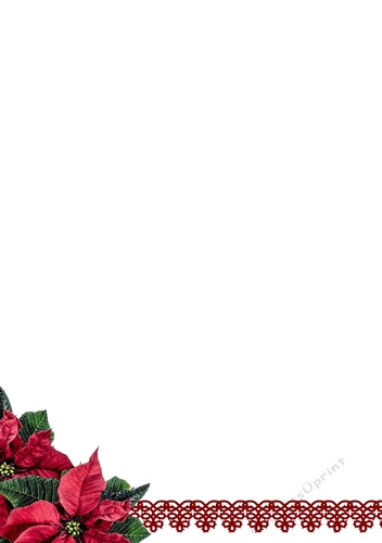 Christmas Landscape Insert with lace and poinsettias