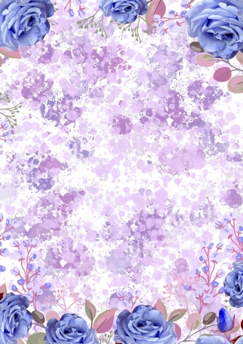 Roses and Honesty Floral Design In Blues and Lilacs 