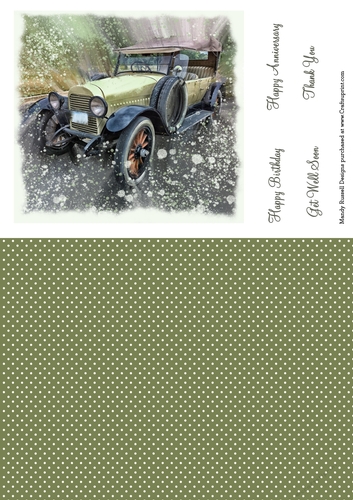Vintage Style Classic Car Mixed Media Design topper Sheet includes Topper, Backing Paper Plate and Digi Sentiments